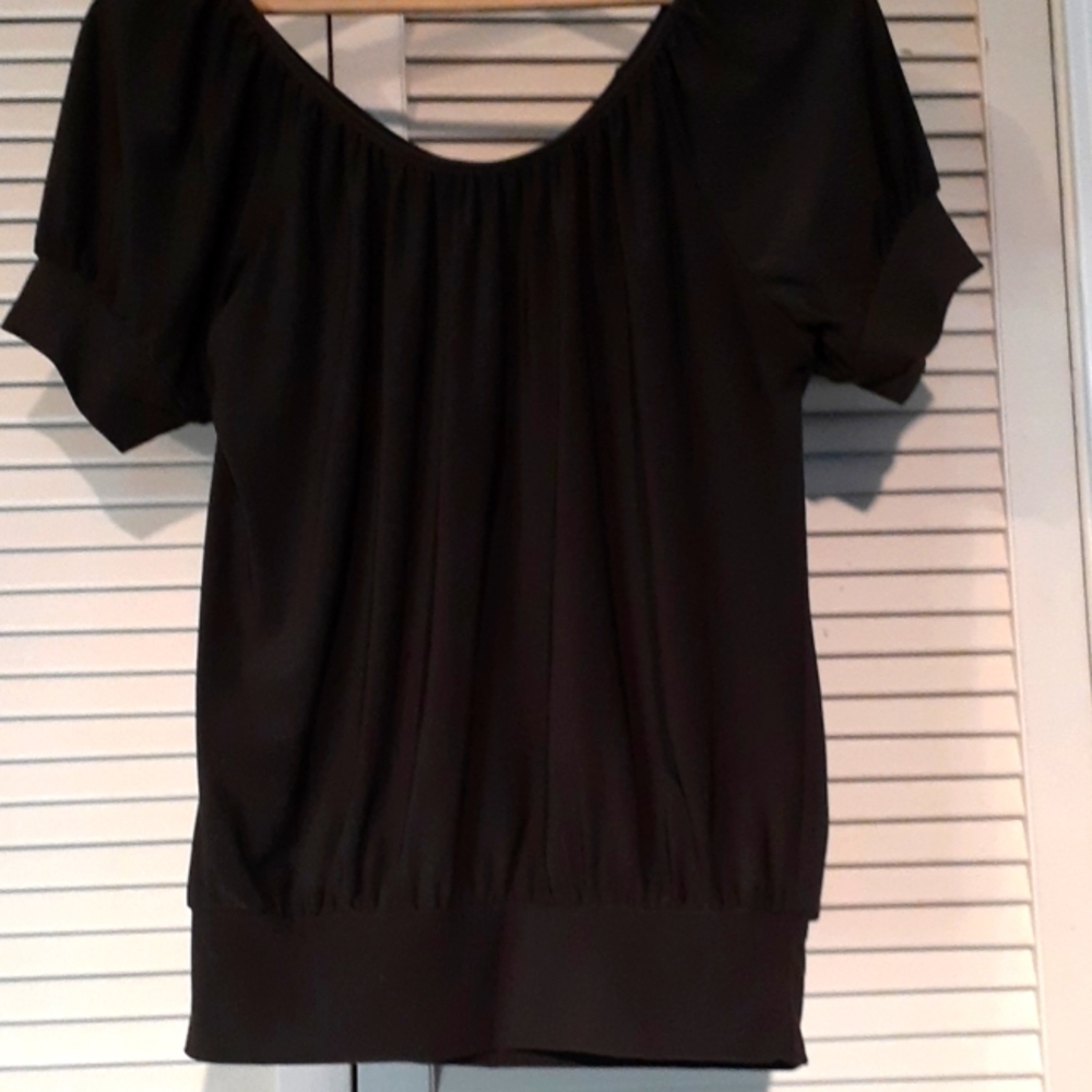 The Limited Gray Scoop Neck Peasant Blouse S